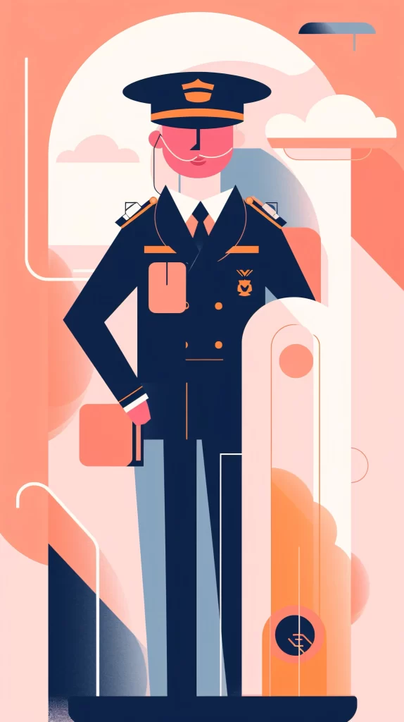 Pilot Navy Blue Uniform Cap Aviator Flat Illustration
