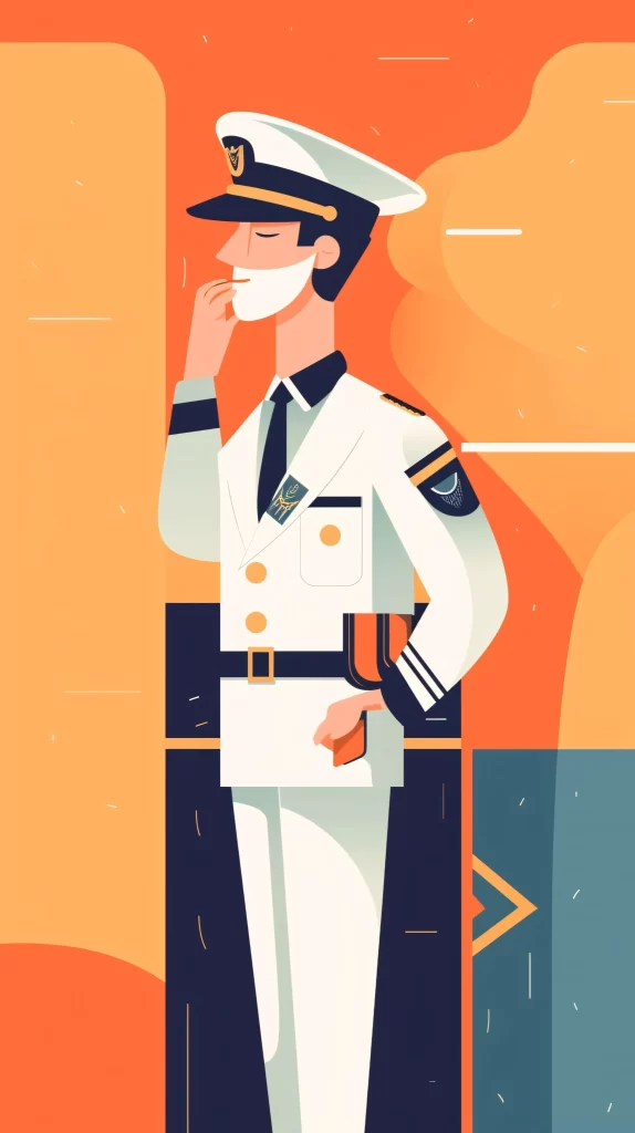 Pilot White Blue Uniform Flat Illustration Modern