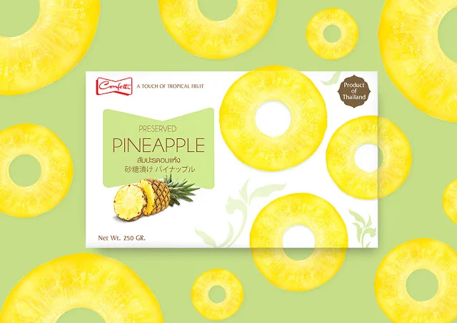 Pineapple Preserved Yellow Green Tropical Fruit Packaging Design