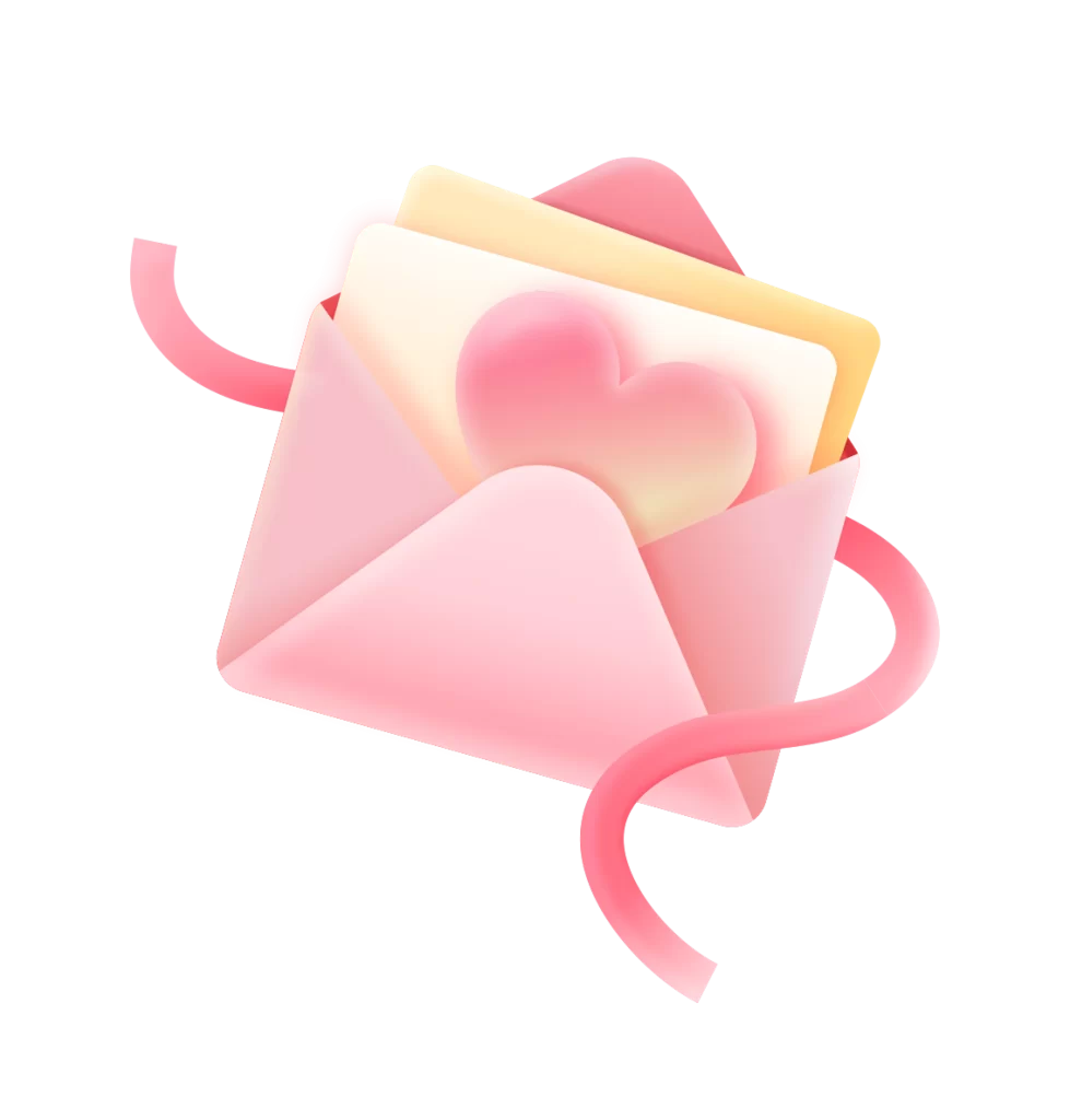 Pink Envelope Heart Card Ribbon