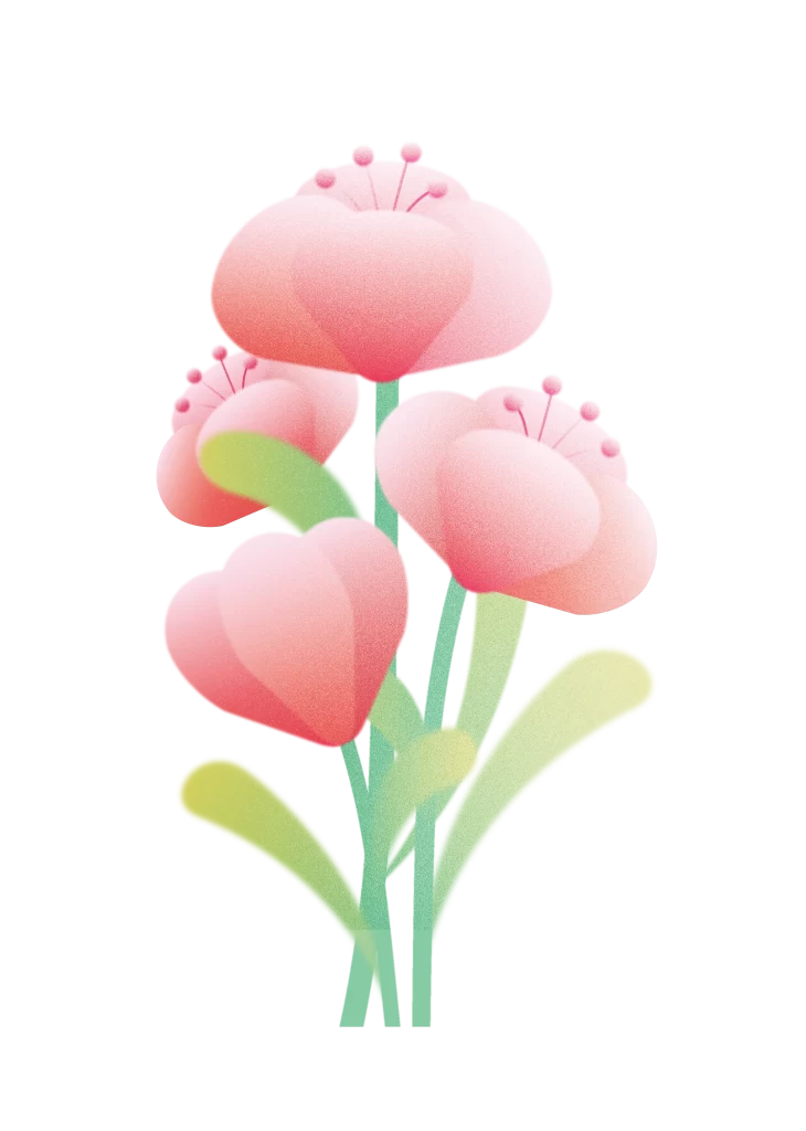 Pink Flowers Stems Petals