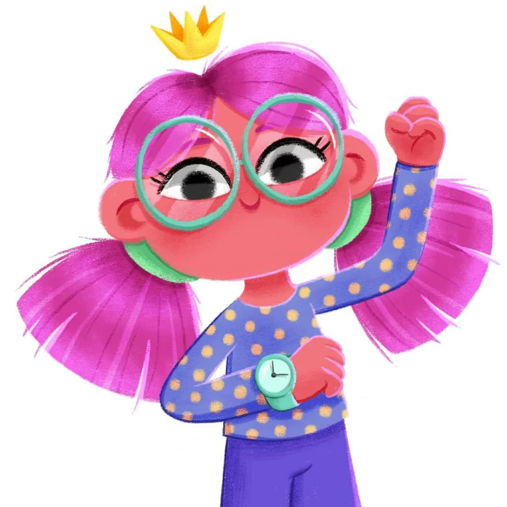 Pink Hair Crown Glasses Polka Dot Clothing Eleonore Pelluau