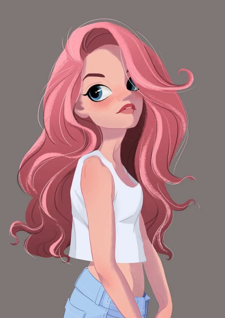 Pink Hair Girl Fashion Art