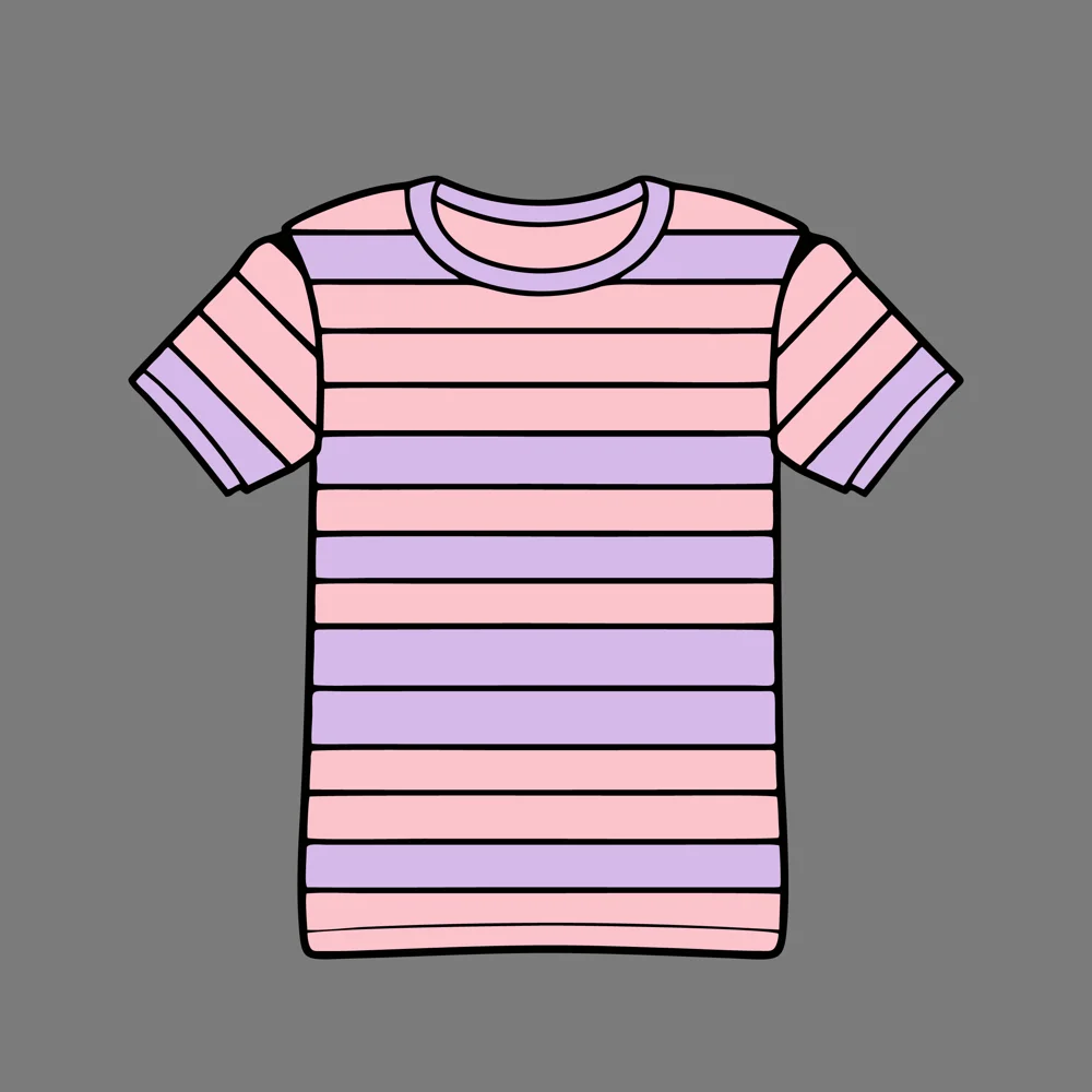 Pink Lavender Striped T-Shirt Vector