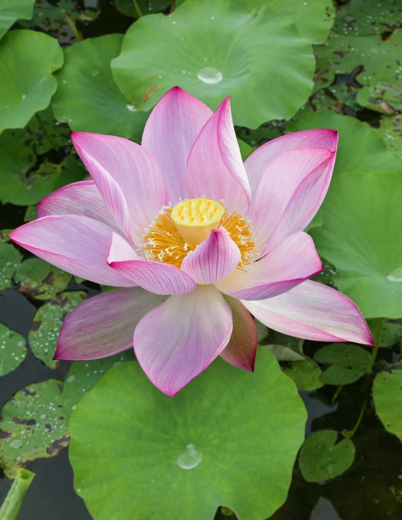 Pink Lotus Flower Green Leaf Pond warm Water