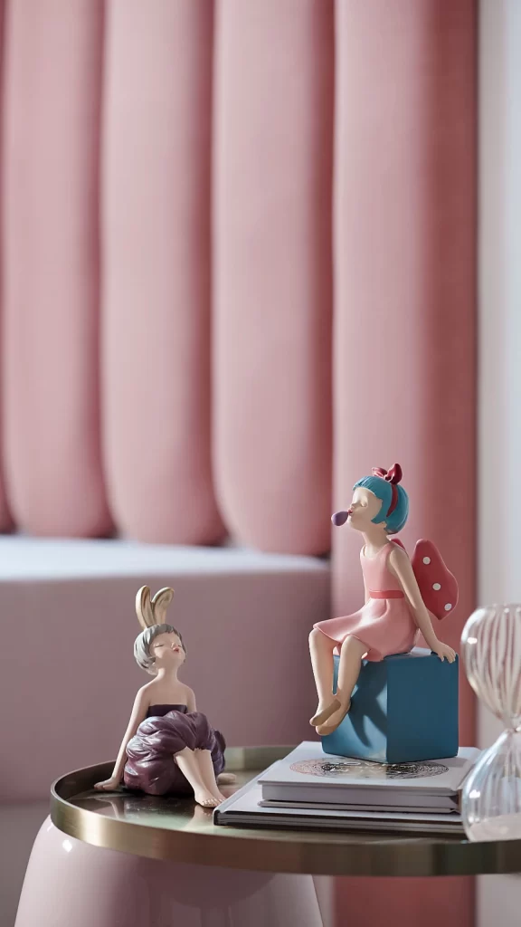 Pink Pastel Bedroom Soft Color Palette Whimsical Decorative Figurines