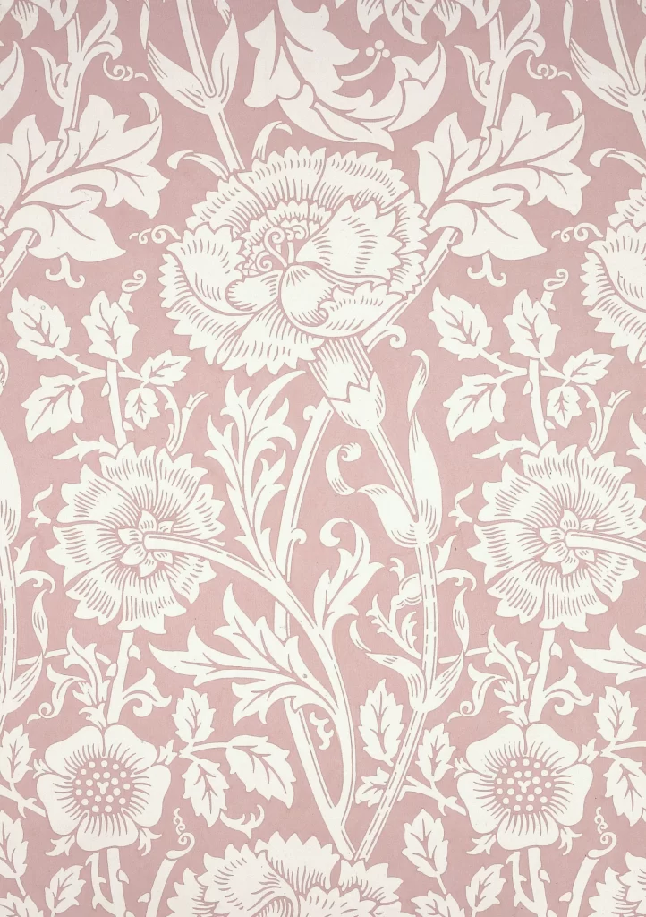 Pink Peony Vine Scroll Victorian Morris Style