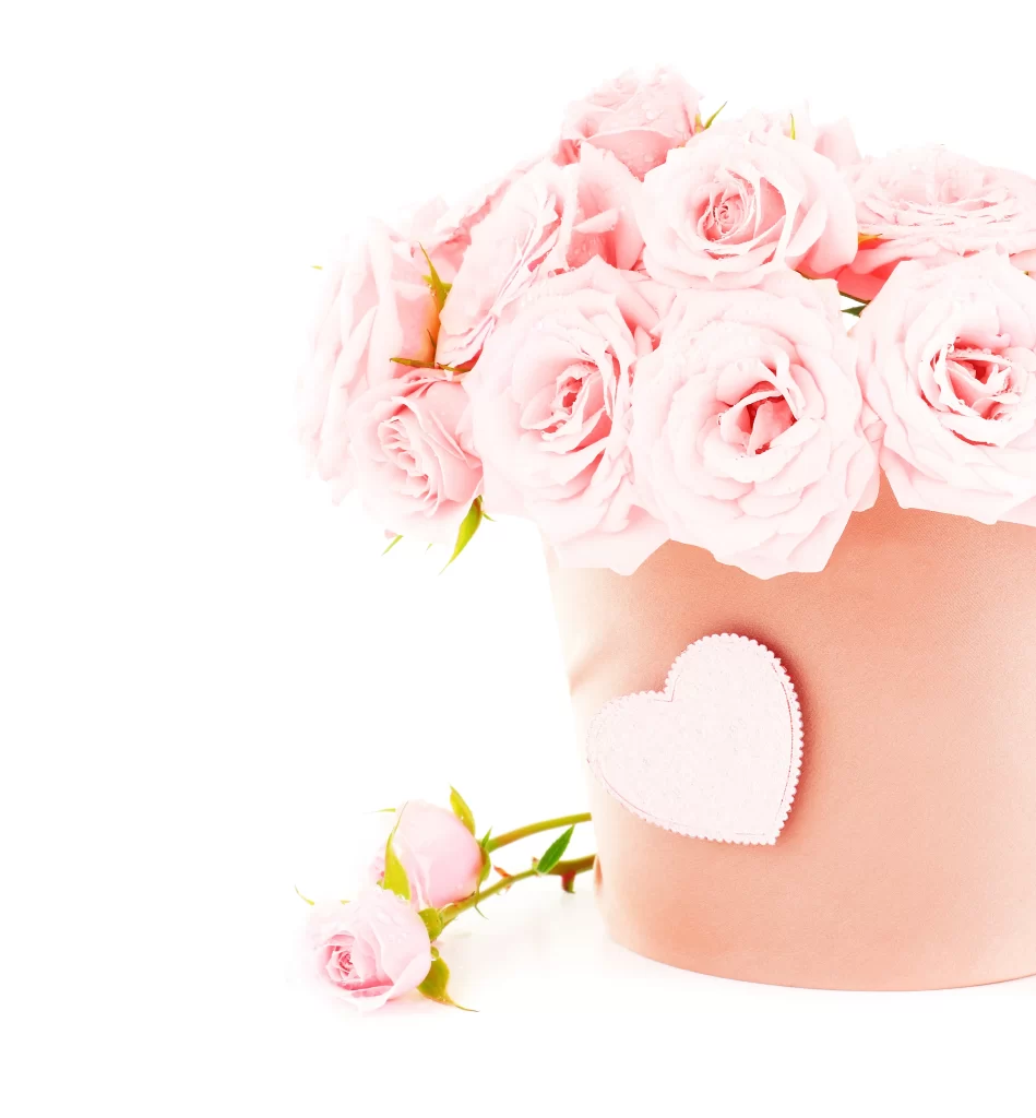 Pink Rose Flower Heart Gift Box