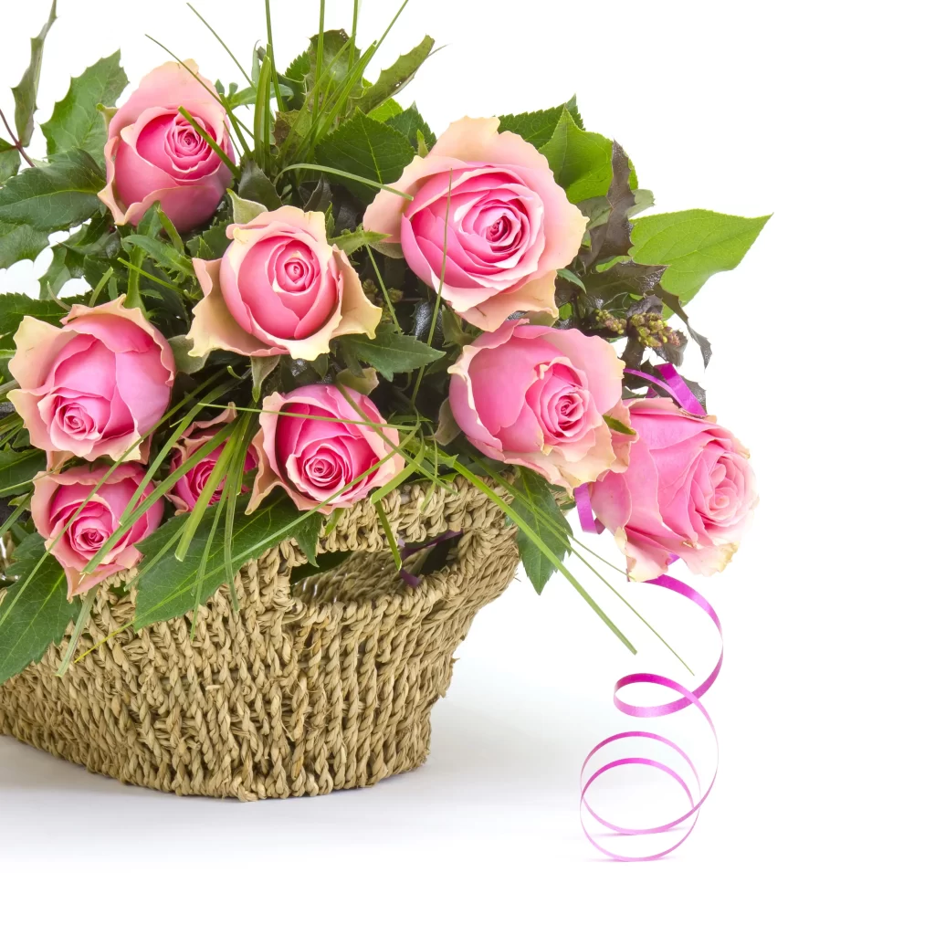 Pink Rose Flower Petal Basket