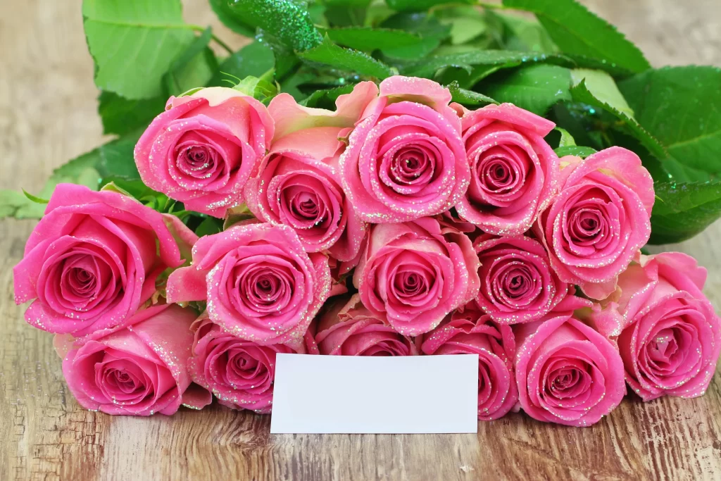 Pink Rose Flower Petal Glitter