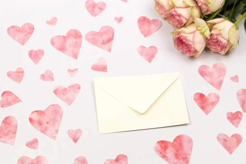Pink Rose Flower Petal Love Letter Envelope