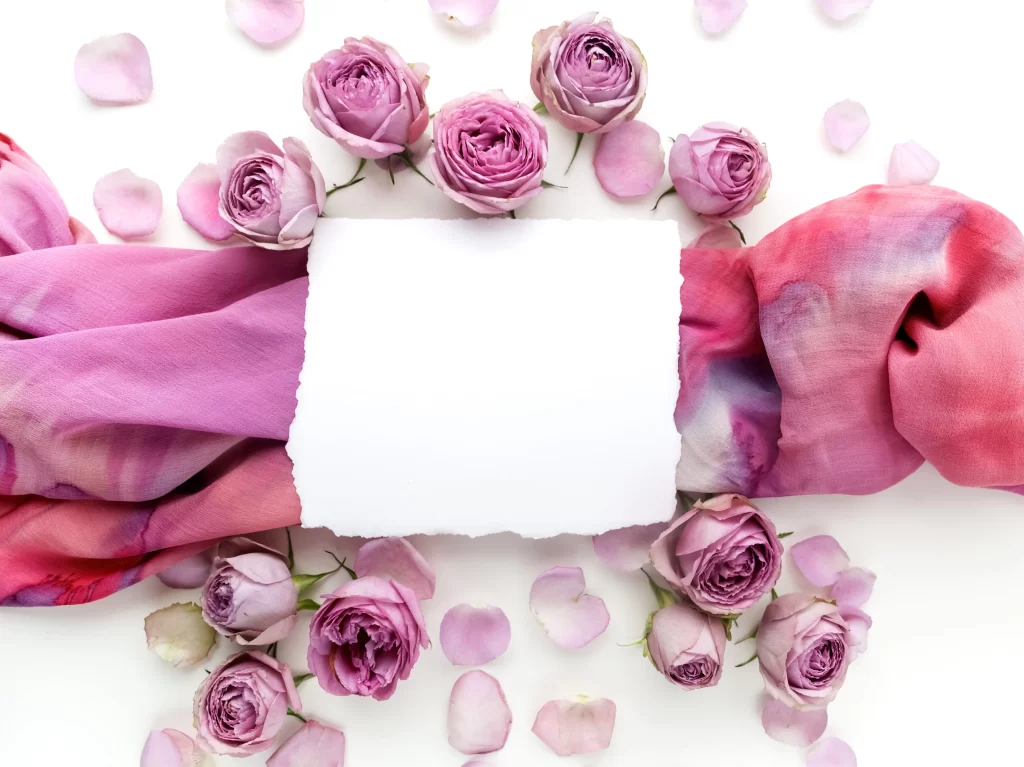 Pink Rose Flower Petal Scarf Card