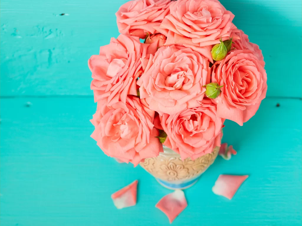 Pink Rose Flower Petal Vase