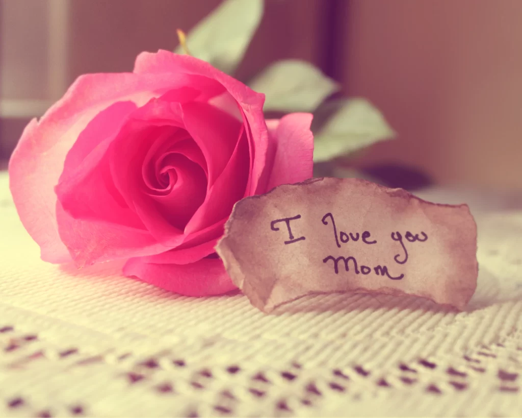 Pink Rose Love Message Mom
