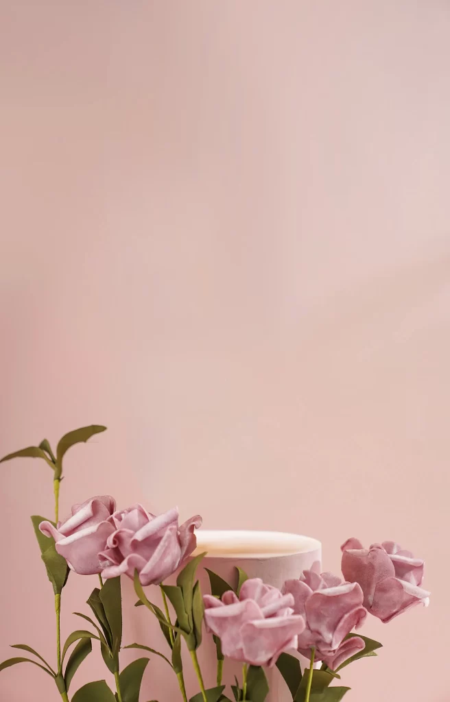Pink Roses Vase Soft Lighting