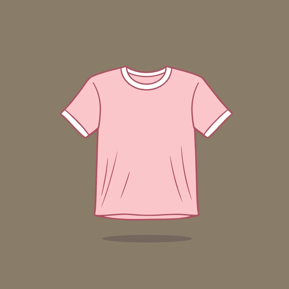 Pink T-Shirt White Trim Vector Template