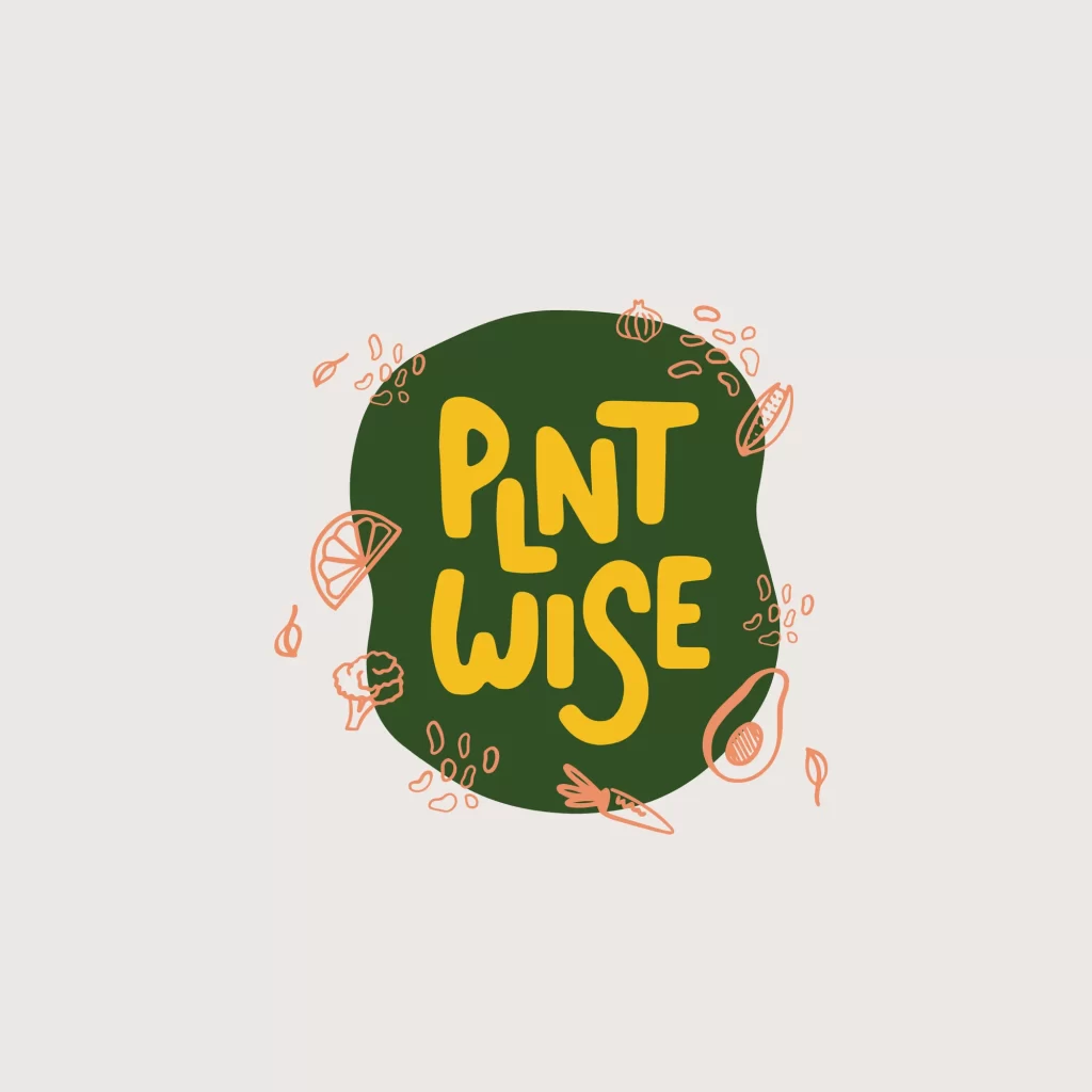 Plant-Based Food Green Yellow Illustration Logo Design