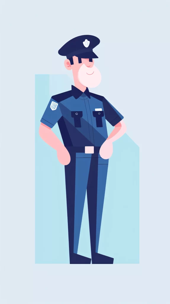 Police DarkBlue Uniform Flat Illustration Modern