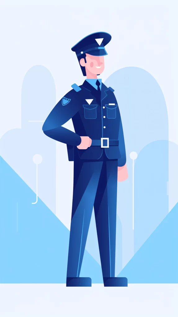 Police Officer Blue Uniform Cap Flat neutral Illustration