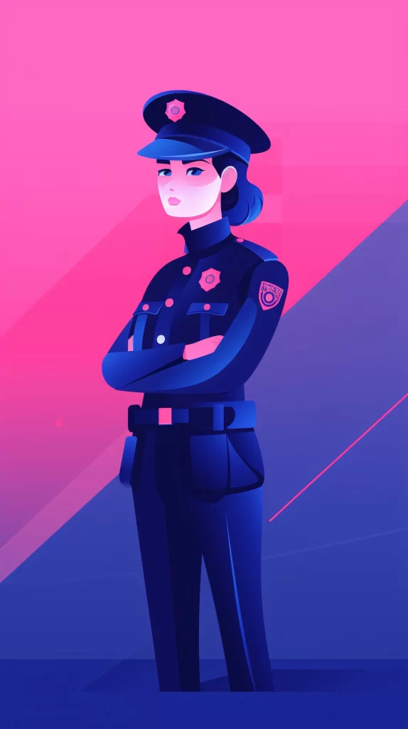 Police Officer Blue Uniform Badge Flat Illustration