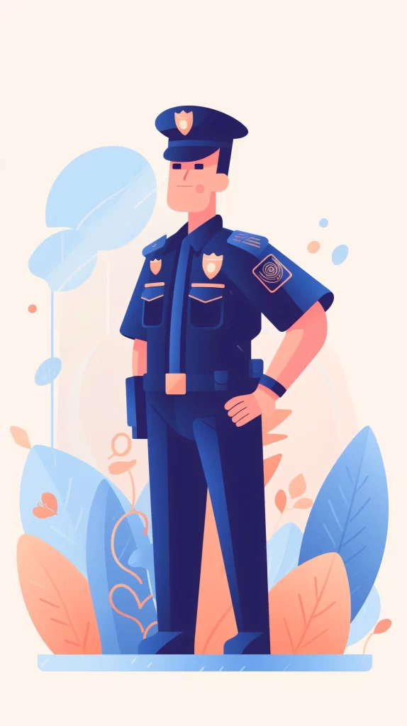 Police Officer Blue Uniform Badge Flat Illustration Modern