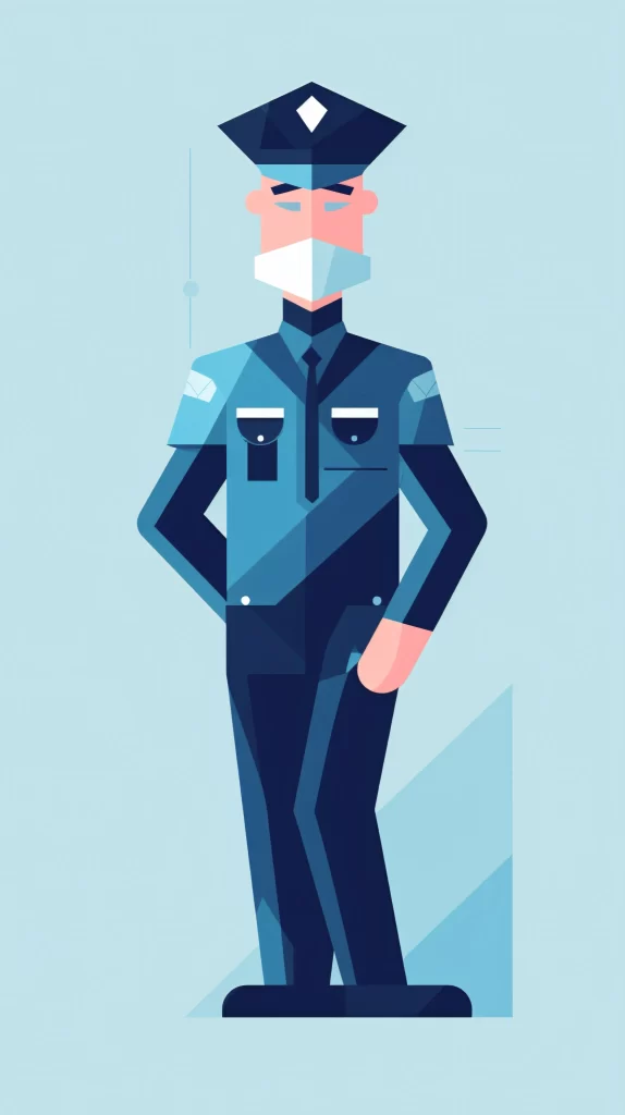 Police Officer Blue Uniform Flat Illustration Modern