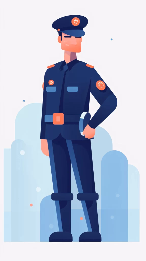 Police Officer Dark Blue Cap Badge Flat Illustration