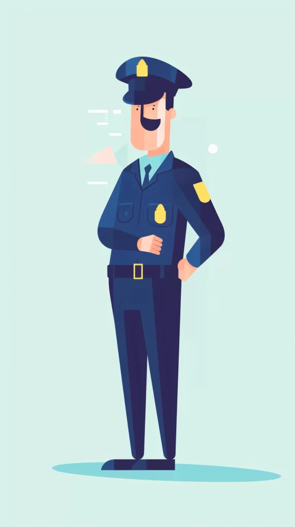 Police Officer DarkBlue Badge Flat Illustration Modern