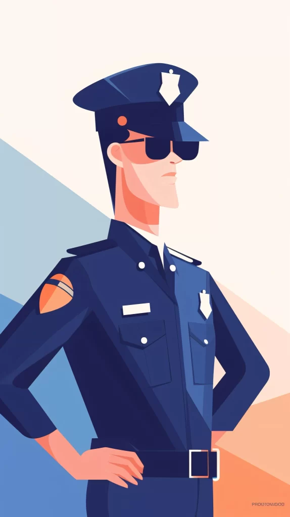 Police Officer DarkBlue Uniform Badge Flat Illustration Modern
