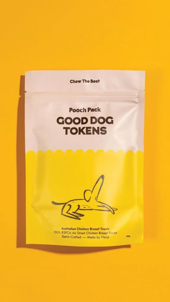 Pooch Pack Dog Food Chicken Breast Yellow Simple Illustration