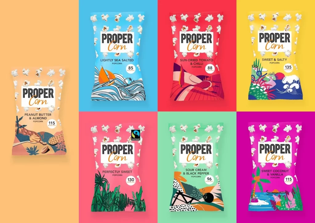 Popcorn Packaging Colorful Illustration Design