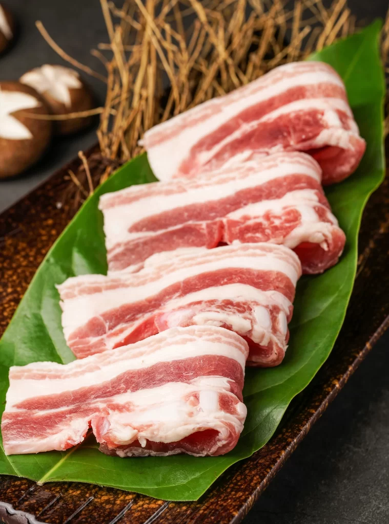 Pork Belly Sizzle Juices Leaf Presentation