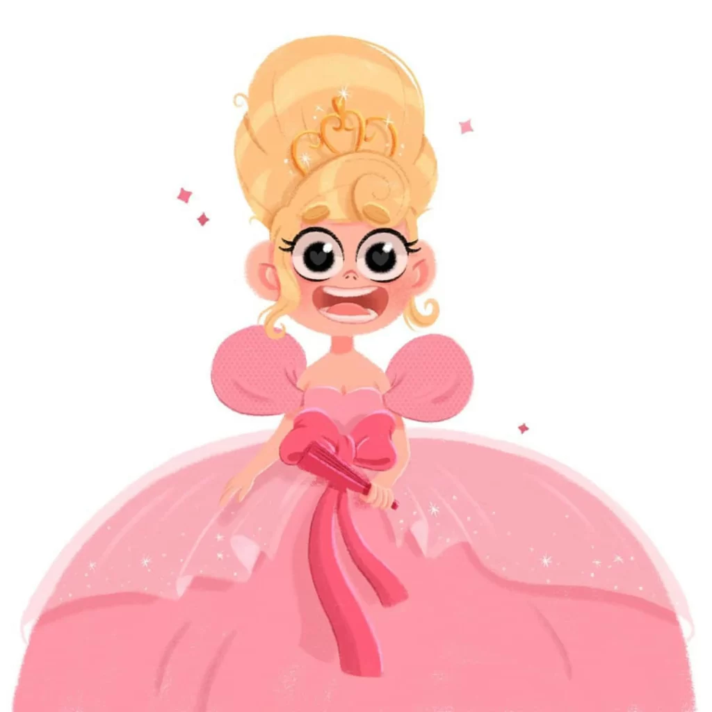Princess Pink Dress Crown Sparkles Joyful Eleonore Pelluau
