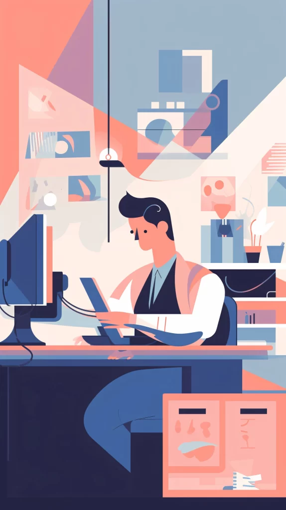 Professional Blue Pink Office Modern Illustration