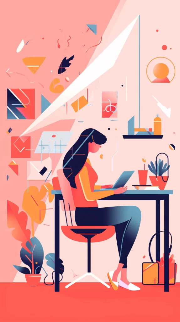 Professional Pink Blue Abstract Digital Illustration Modern