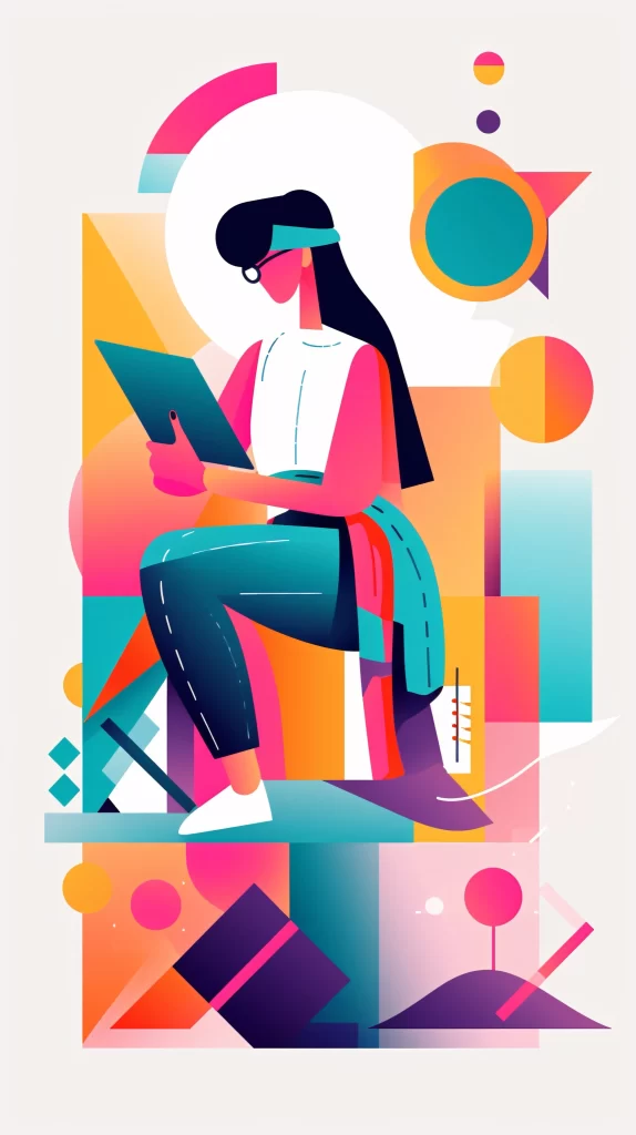 Professional Pink Teal Digital Tablet Abstract Geometric