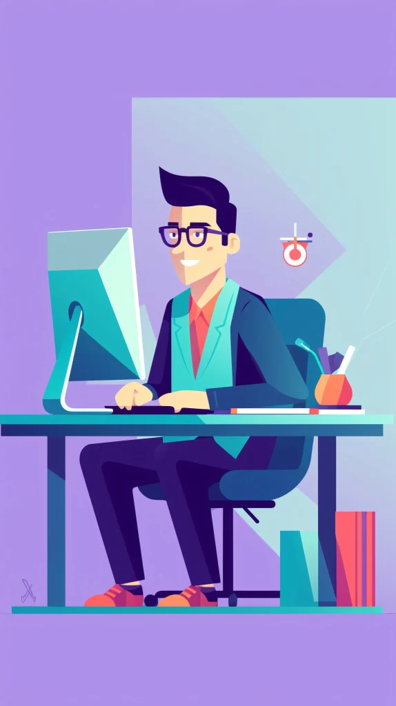 Professional Purple Blue Green Flat Illustration Modern