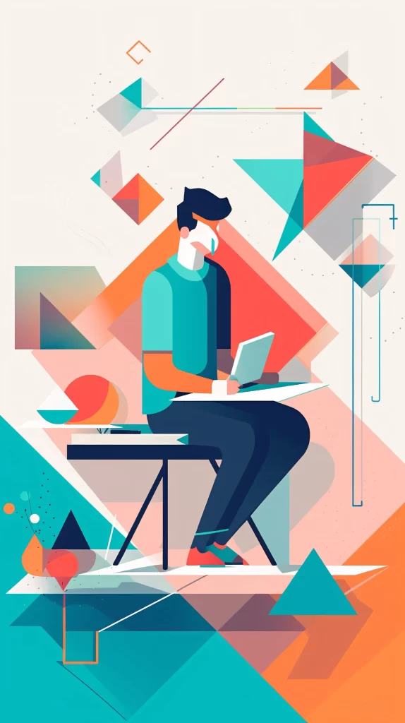 Professional Teal Orange Abstract Geometric Digital