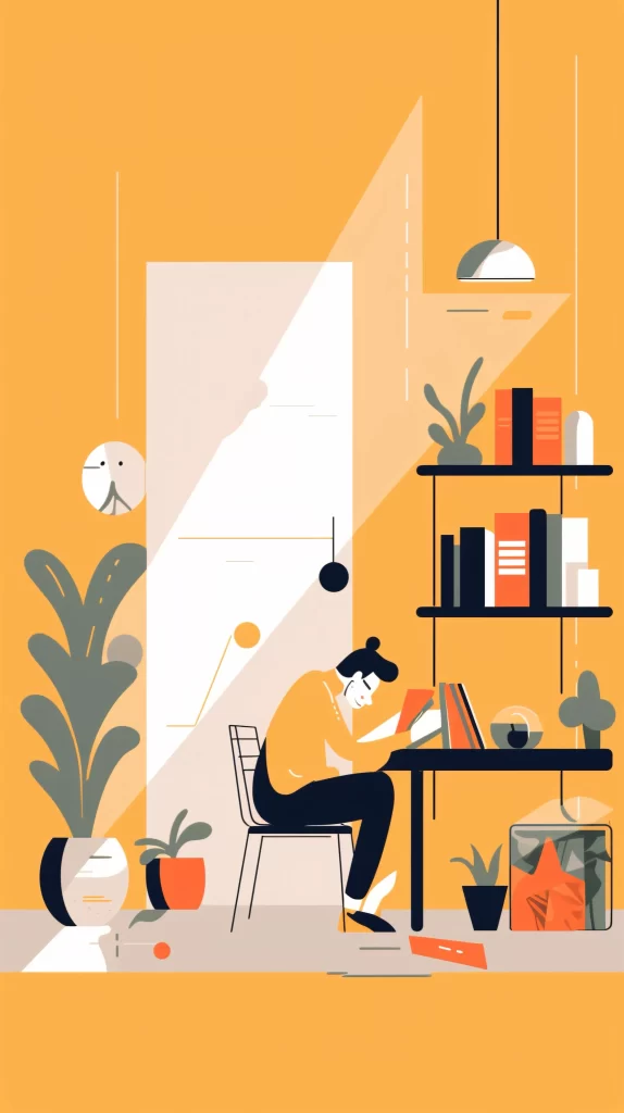 Professional Yellow Black Illustration Modern Workspace