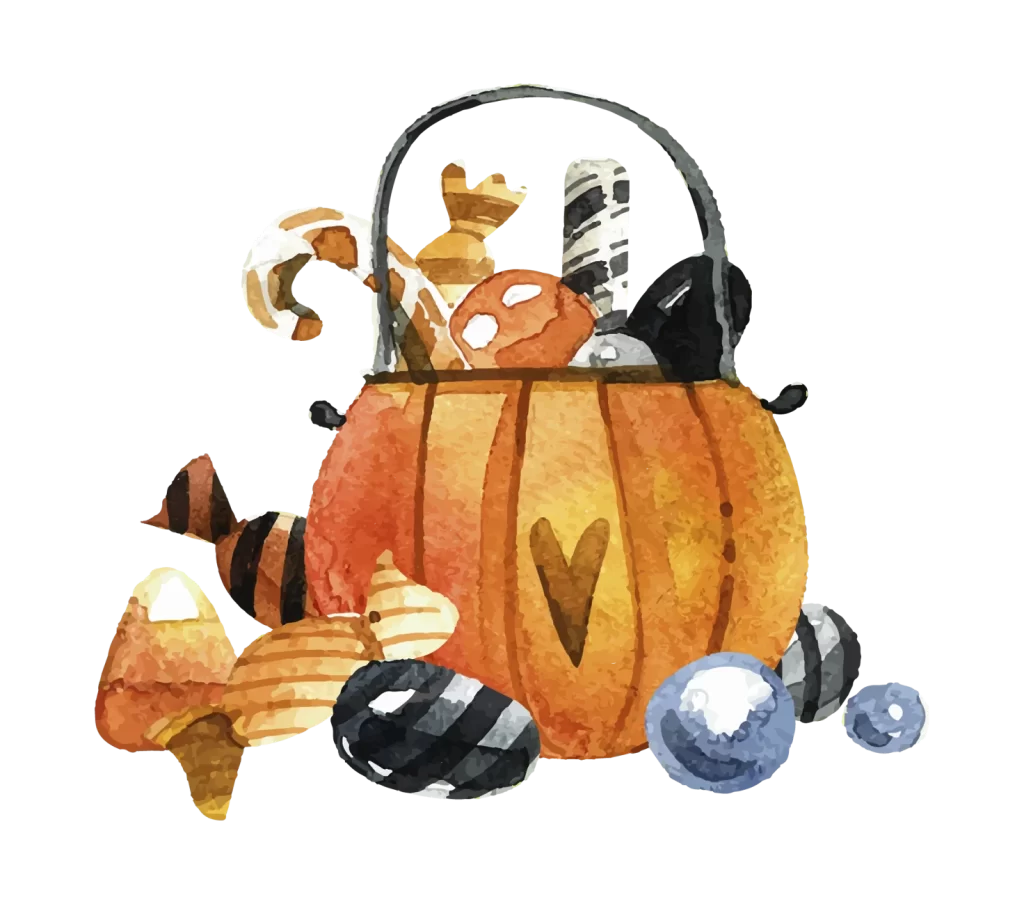 Pumpkin Basket Halloween Candy Black White Orange