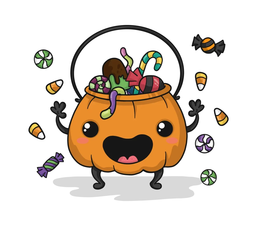 Pumpkin Bucket Colorful Candies Halloween