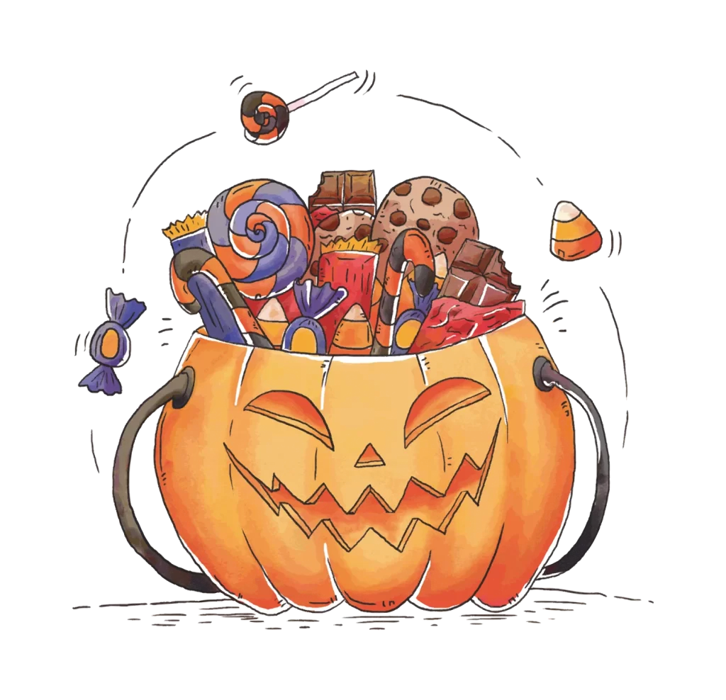 Pumpkin Bucket Halloween Candy Lollipop Chocolate Candy Corn