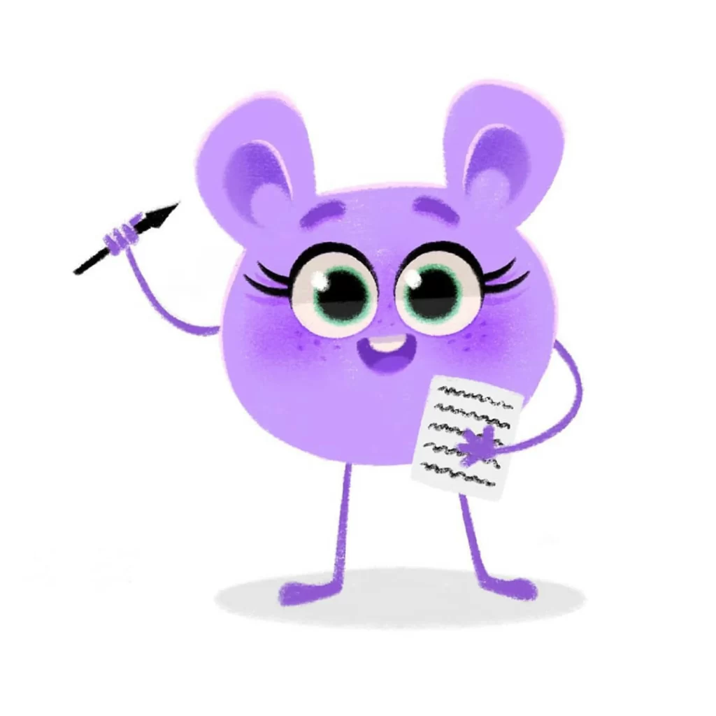 Purple Character Writing Paper Pen Eleonore Pelluau