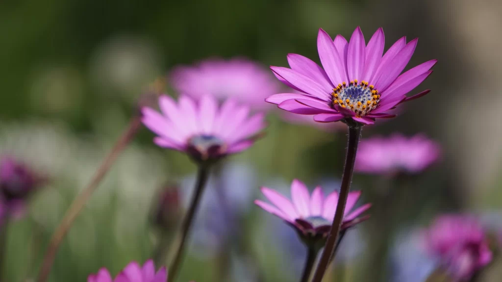 Purple Daisy Petals Center gray Yellow