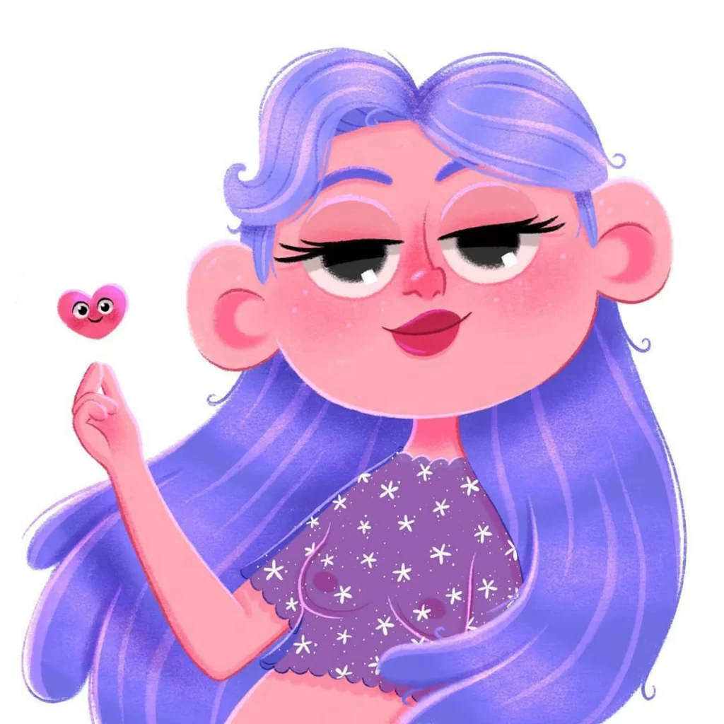 Purple Hair Heart Smiling Star Pattern Outfit Eleonore Pelluau