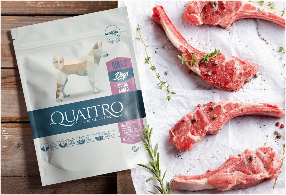 Quattro Dog Food Lamb Geometric White Blue