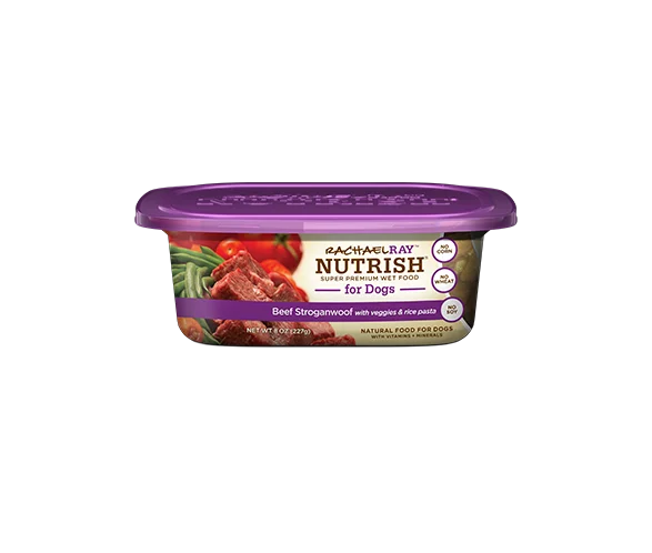Rachael Ray Nutrish Dog Food Beef Stroganoff Purple Container Illustration