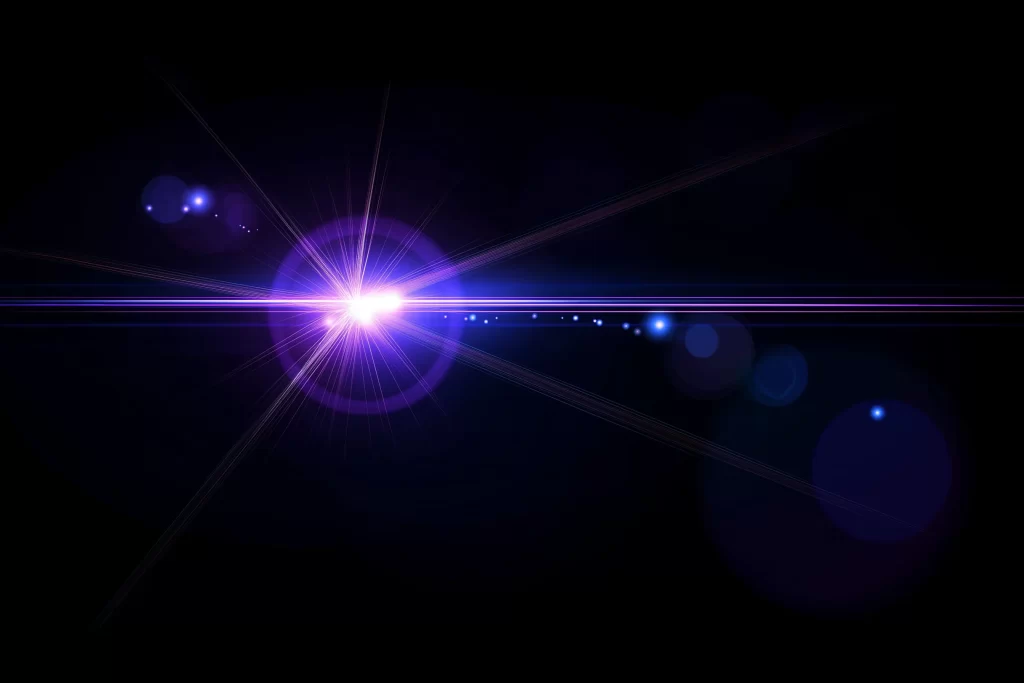 Radiant Purple Light Beam with Lens Flare