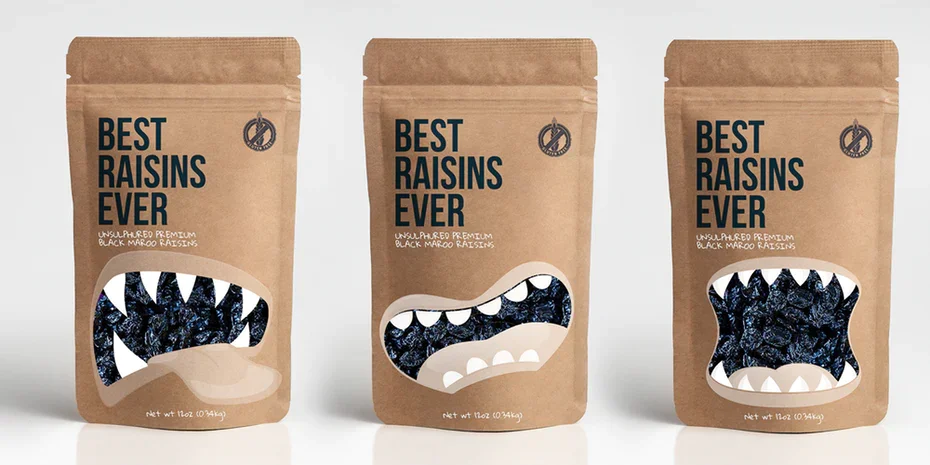 Raisins Ever Packaging Brown Teeth Raisin Typography
