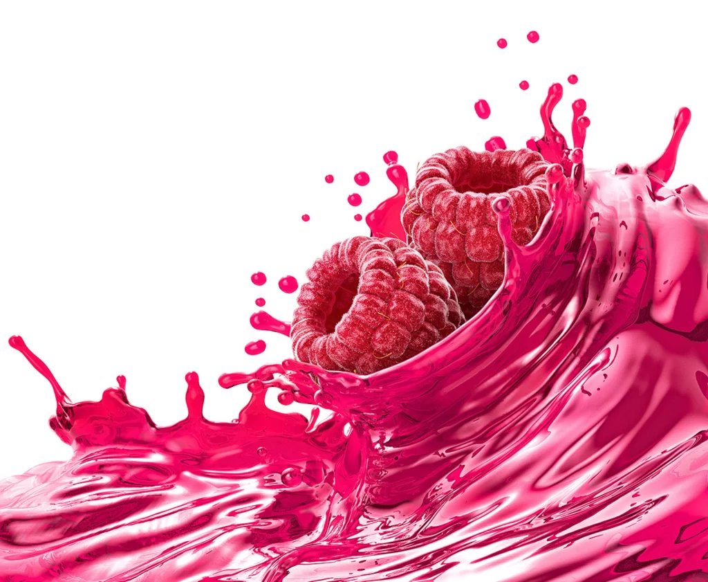 Raspberries Juice Splash Red Liquid